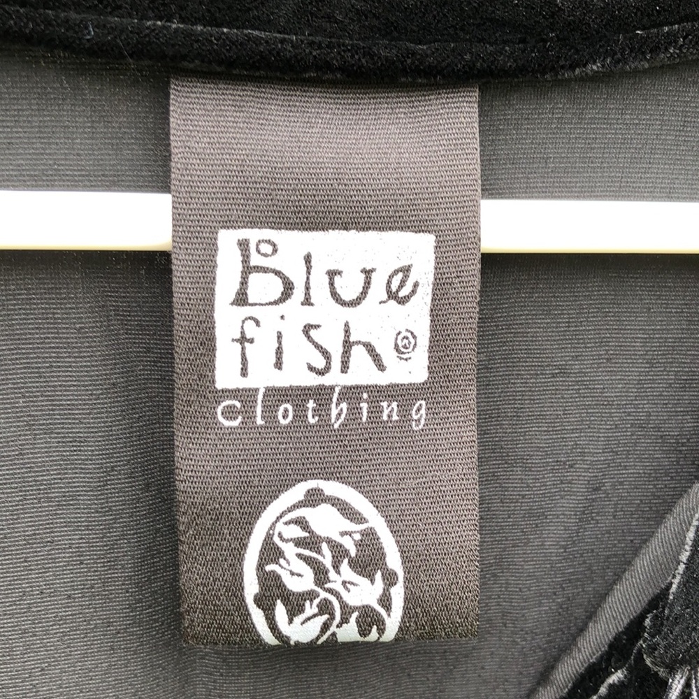 L/XL Vintage Blue Fish Silk Velvet Dress Tunic Hand Printed Made in USA 🇺🇸 - Picture 6 of 10